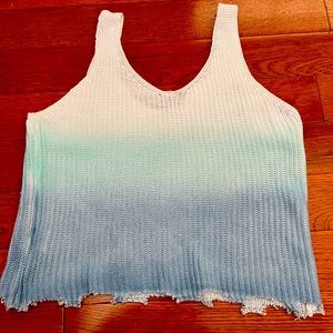 Neely Ombre knit sweater tank with raw hem